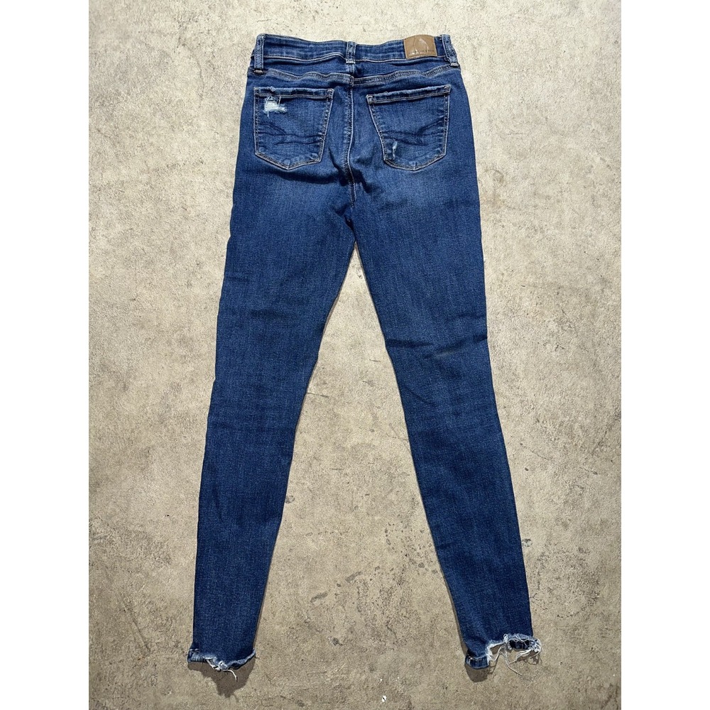 American Eagle Womens Size 0 Low Rise Stretch Distressed Denim‎ Jeggings Blue - Picture 3 of 11